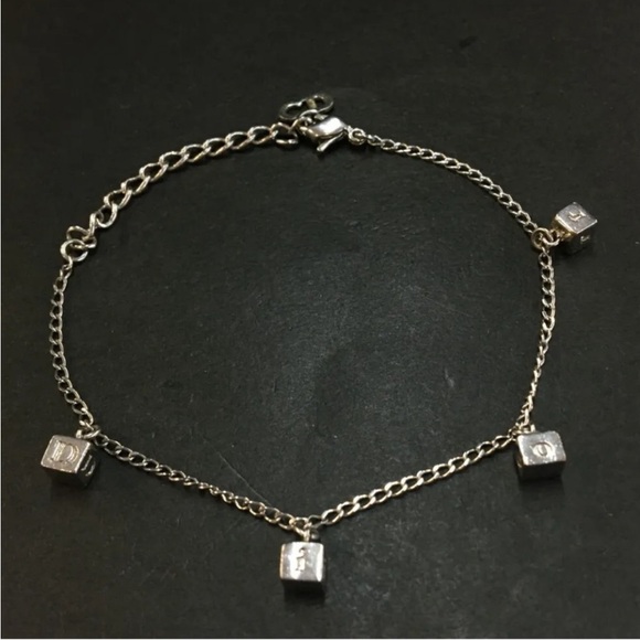 Dior Jewelry - Authentic Christian Dior Vintage 4 Cube Logo Silver Metal Bracelet EUC